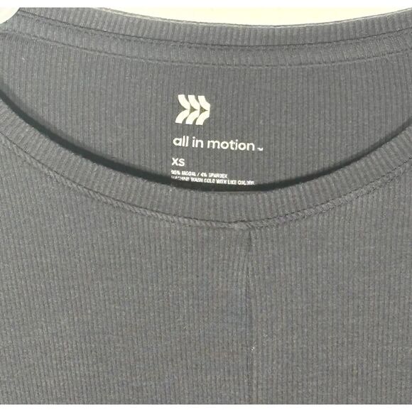 All In Motion Women’s XS Long Sleeve Twist Front Top Gray Ribbed Modal Stretch - Picture 3 of 4
